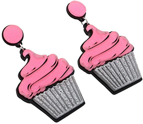 JEWEDECO 1 Paar Lustige Cupcake Ohrringe Aus Edelstahl Baumelnde Lebensmittel Ohrringe Für Frauen Und Mädchen Farbige Ohrschmuck Im üßen Design Ideal Für Jeden Anlass
