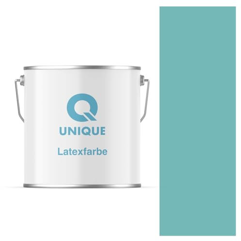 Q UNIQUE Latexfarbe 5L (ca.35m2) Türkis Innenfarbe Wandfarbe Deckenfarbe Klasse 3 Mattfarbe Scheuerfest Hohe Deckkraft