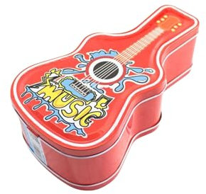 Spardose aus Metall, Form einer Gitarre mit Schloss, Spardose in lustiger Größe, für Jungen und Mädchen (rot)