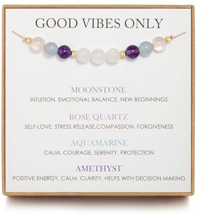 WATEFOER Mondstein Armbänder, Hoffnung Armband für Damen, Liebe anziehen Kristall Armbänder, Schutz-Armband, gesunde Schwangerschaft Geschenk Valentinstag Schmuck (Nur gute Schwingungen)