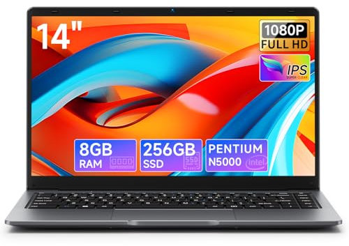 BMAX Laptop 14 PC Portatile Pentium Silver N5000 CPU 256GB SSD 8GB RAM Notebook Quad-Core Up to 2.7GHz Computer Portatile 1920x1080 2.4/5G WiFi Bluetooth 5.0, Mini HDMI USB 3.0