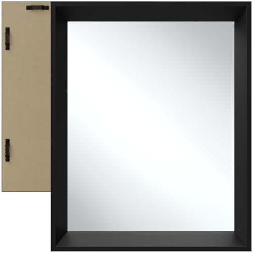 tectake® großer Spiegel, Spiegel Wand schwarz, Wandspiegel groß mit Rahmen als Spiegel Badezimmer, Wohnzimmer, Schlafzimmer Deko, Spiegel Flur, Badspiegel, Wohnung - 40,6 x 50,8 cm
