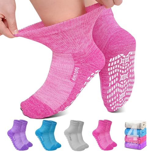 ZFSOCK Calze Senza Elastico Donna: Calzini Diabetici Antiscivolo in Bambù Traspirante Extra Larghi Senza Cucitura per Persone con Gonfiore Alle Gambe