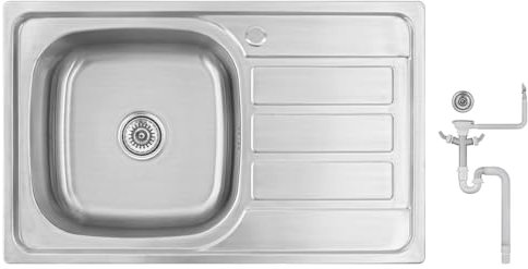 Preero 80x50 Küchenspüle Edelstahl 304,1 Becken,eckig,Spülbecken Abtropffläche rechts