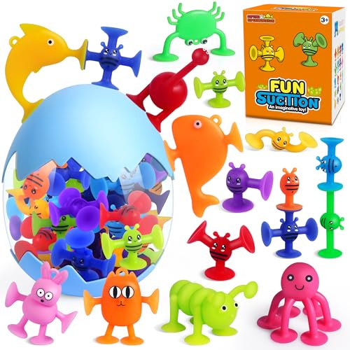 Baby Bath Suction Cup Toys, Sensory Sucker Stress Relief Travel Toys-32pcs