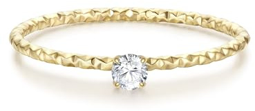 Eastside Damen Ring Edelstahl gelbgold | gelbvergoldet 14 Karat, Solitärring, Zirkonia, weiß, facettiert