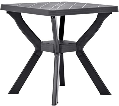 HaoChrymec Bistrotisch aus Kunststoff, Wetterfest, Mit Ablage, Ideal für Balkon und Terrasse, Klein, Beistelltisch Outdoor, Anthrazit, 70x70x72 cm