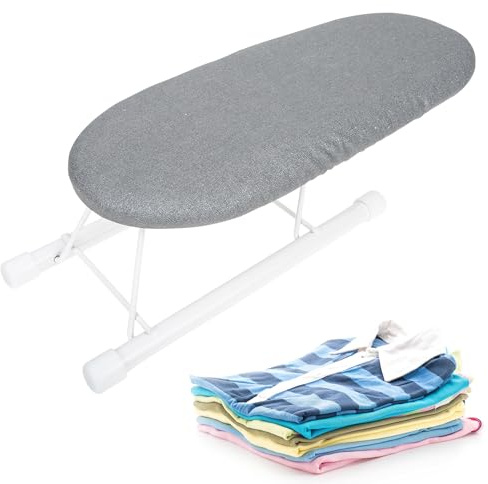 Bimkole Kleiner Tischbügeltisch – Tragbares & Faltbares Mini Bügelbrett mit Klappbaren Beinen, Kompaktes Bügelbrett für Nähen, Bastelzimmer, Reisen, Zuhause & Schlafzimmer – Grau