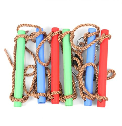 Pithsdp Bunte Kletterstrickleiter für Kinder, hängende Kletterleiter-Hindernisparcours-Training für Indoor- und Outdoor-Baumhäuser, Spielplatz-Schaukel(Size:2M(78.7inch),Color:Farbe)