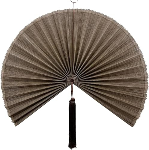 Chicvillage 47-Inch Bamboo Fan Wall Decor – Japanese Hanging Art Headboard, Boho Folding Asian Style, Natural White Brown Home Aesthetic - Lightweight Easy to Hang Over Bed Decor (Brown, Large)