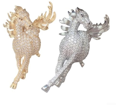Broche de luxe avec détails en diamant pour homme et femme à superposer sur vestes ou écharpes (argenté)