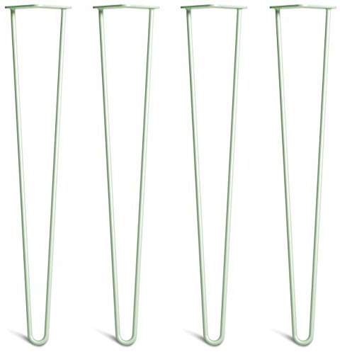 The Hairpin Leg Co. 4X Haarnadel-Tischbeine: Doppel-Schweiß Stahl, Schrauben, Anleitung, Schutzfüße. Klassischer 10mm 2 Stangen Stil. 71cm Pastellgrün