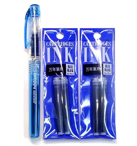 Platinum Fountain Pen, New Preppy, Fine Nib, Blue Black(PSQ-300#3) + Ink Cartridges SPN-100A#3 (Blue Black) Set (Japan Import) [Komainu-Dou Original Package]
