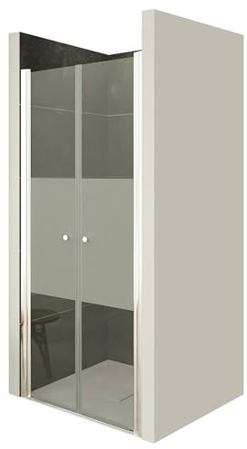 i-flair Duschtür LIMA mit Pendeltüren, Verstellbereich von 72-76 cm Höhe: 195 cm Nischentür Duschabtrennung aus teilsatiniertem 6mm NANO ESG Sicherheitsglas - DTMF 195