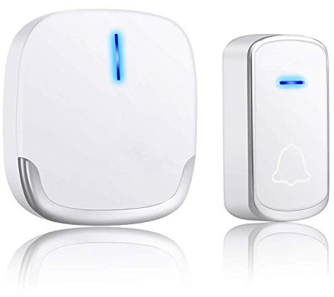 YYQ Campanelli Wireless Impermeabile, Campanello Senza Fili da Esterno e Interno, Raggio d'Azione di 300M, 58 Suonerie 5 Livelli di Volume per Casa, Negozio, Anziani (1 Trasmettitore + 1 Ricevitori)