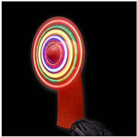BLINXS LED Mini Ventilator/Handventilator - rotes oder weißes Gehäuse - LEDs multicolor leuchtend - für Party, Festival, Sommer oder als tolles Gadget