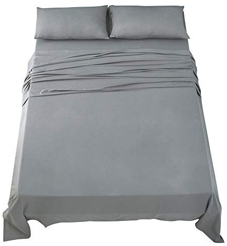 FARFALLAROSSA Komplettes Bettwäsche-Set für Doppelbetten, Bettlaken und Kissenbezüge, Mikrofaser, für Bett mit 180 cm, Hellgrau