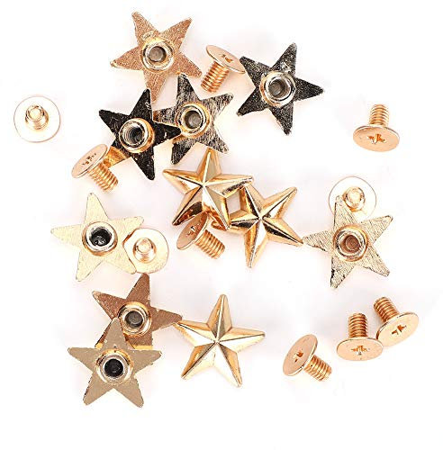 50 Set Star Studs, 14mm Chicago Schrauben Niet Studs für DIY Kleidung Schuhe Geldbörse Dekoration(Golden)