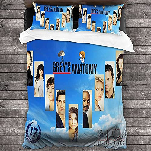 NICHIYOBI Grey's Anatomy Bettbezug Bettwäsche Set - Bettbezug und Kissenbezug,Mikrofaser,3D Digital Print dreiteiliger Bettwäsche (2,SK 260x220cm)