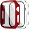 Dilhvy 2 Pezzi Cover Apple Watch Series 7 45mm con Vetro Temperato, Custodia Rigida PC Protezione Totale Ultra Sottile Schermo HD Pellicola Protettiva per iWatch 7 (45mm, Transparente +Rosso)