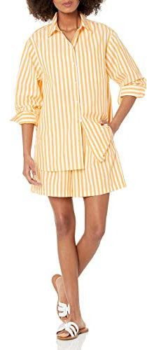 The Drop Kendra Loose Fit Long Shirt Chemise, Rayure Mangue, XXS
