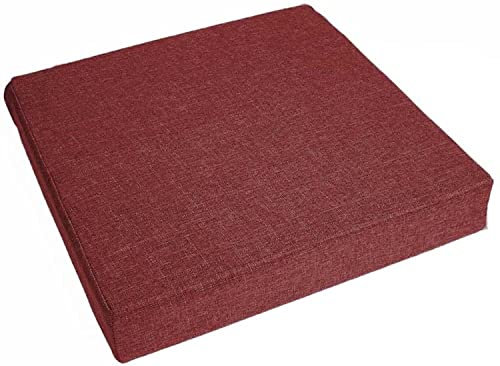 Waigg Kii Dicke 8/10 cm Sitzkissen, quadratische Sessel-Sitzerhöhung, Komfort, Elastizität, Schaumstoff-Stuhlkissen, für Auto, Büro, drinnen und draußen (45 x 45 x 5 cm, Dunkelrot)