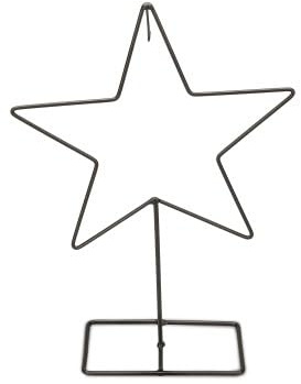 NaDeco Metallstern in Schwarz mit Fuß und Deko-Haken, wählbar in Größen von 20 bis 40cm Drahtstern zum Basteln Dekostern für Weihnachten Metalldrahtstern Weihnachtsstern, Größe:20 cm