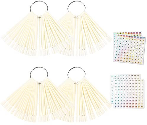 200 Stück Nagel Stick Display,SUPRROW Nail Art Tips Nagellack Display Ring Stick und 4 Nummern-Aufkleber für Display und Praxis DIY Nail Art Nagelstudios(Natürliche Farbe)