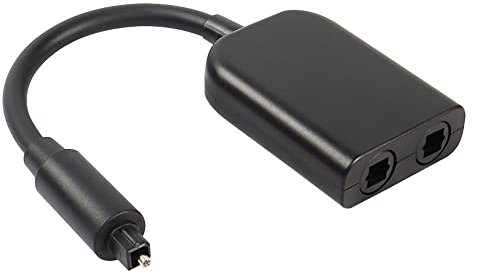 GELRHONR Toslink Audio-Splitter, Toslink Digital Optical Audio Splitter 1 in 2 Out Glasfaser Adapter Kabel für CD/DVD, PS3, Xbox X-Box360-20 cm(Schwarz)