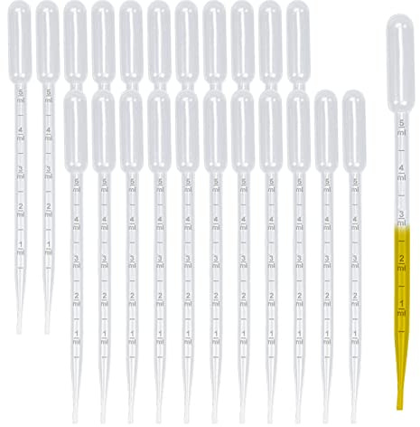 100 Stück Transferpipetten Plastik 5ml, Messpipette Futterpipette Laborpipetten Dropper für Labor Industrie Handwerk Übertragung von ätherischen Ölen Parfüm Farben (5ml)