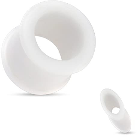 Flexi Flesh Tunnel 4,0-24,0 mm aus Silikon FARBWAHL Ohrschmuck Piercing (12,0 mm, Weiß)