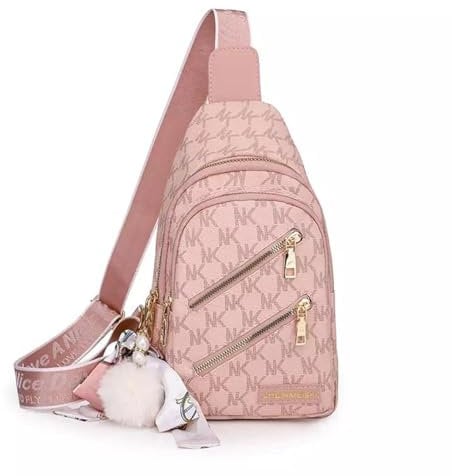 Anfei Sling Rucksack Sling Bag für Damen, Brusttasche Daypack Crossbody Sling Rucksack, A-rosa