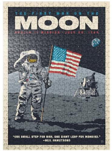NASA 1969: First Man On The Moon, Vintage Poster - Premium 500 Piece Jigsaw Puzzle for Adults