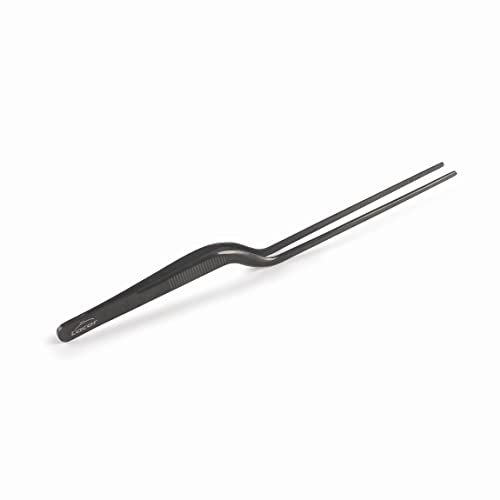 LACOR - 62872 - Pinzas de Cocina de Precisión para Emplatar Titan Black, Acero Inoxidable 18/10, Mango Antideslizante, Máxima Calidad, Longitud 21 cm, Negro Mate