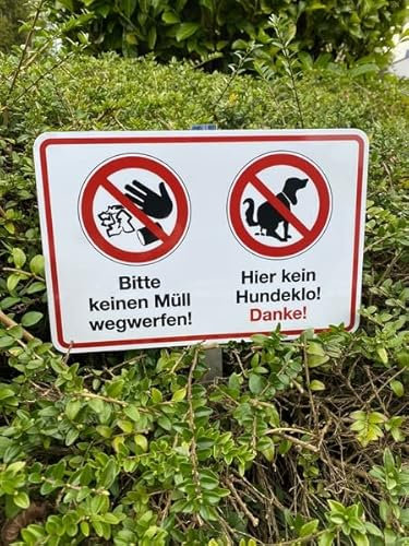Dreifke® Verbotsschild, Keinen Müll wegwerfen, Kein Hundeklo, 200 x 300 mm, Aluminiumverbund, Aluverbund 1 Stk.