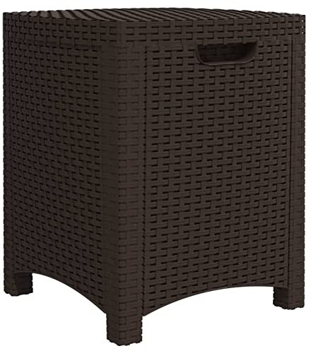 Chusui Garten-Aufbewahrungsbox, Gartenbox, Auflagenbox, Kissenbox, Outdoor Schrank, Box Für Gartenauflagen, Balkon Box, 39x39x46 cm PP Rattan Braun