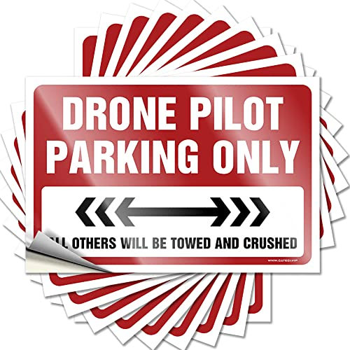 Lustiger Aufkleber Drohne Pilot Parken nur lustiger Aufkleber 10 Stück Werkzeugkasten Aufkleber Bierschilder für Männerhöhle (Größe: 8 x 12 cm)