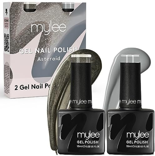Mylee Gel Nail Polish Duo Colour Set 2x10ml [Asteroid Duo] UV/LED Soak-Off Nail Art Manicure Pedicure for Professional, Salon & Home Use [Autumn/Winter 2023] - Long Lasting & Easy to Apply