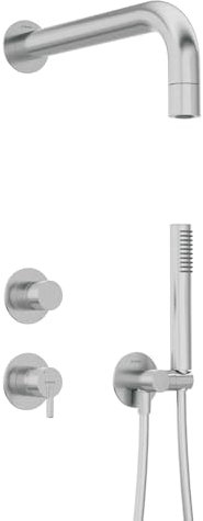 Unterputz-Duscharmatur Duschsystem, 4-teilig, Edelstahl gebürstet