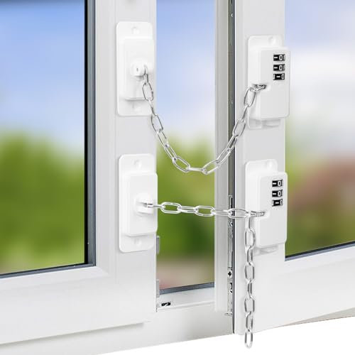 NewBinn Limitatore di finestra regolabile per UPVC, 2PCS Lucchetto per Frigorifero Bambini Autoadesivo, Chiudi Cassetti Bambini Con Password, Blocca Cassetti Per Bambini Per Frigorifero Finestra