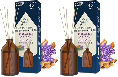 Glade Aromatherapy Reed Diffuser Moment of Zen, Lavender & Sandalwood, 80 ml (Pack of 2)