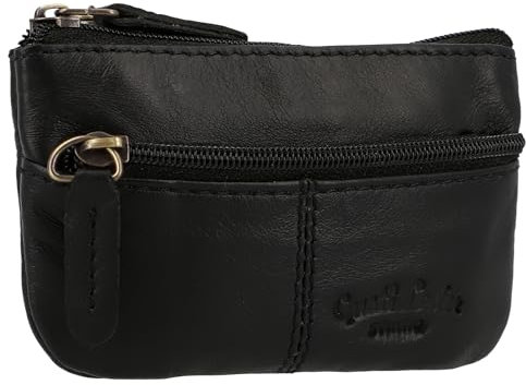 Gusti Schlüsseltasche Leder - Rook Damen und Herren Portemonnaie Geldbeutel Klein Schlüsseletui Schlüsselmappe Etui Schwarz Leder