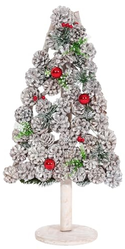 Mendler Deko-Weihnachtsbaum HWC-M17 Kiefernzapfen Holz 60x32x17cm | Christbaum, Weihnachtsdekoration