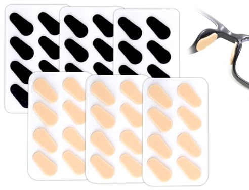 ZoeTekway 24 Paare Weiche Schaumstoff Nasenpads,Selbstklebende Anti-Rutsch-Schwamm Dünne Nasenpads,für Brillen Sonnenbrillen Nasenpads(Schwarz und Hautfarbe,1.0mm)