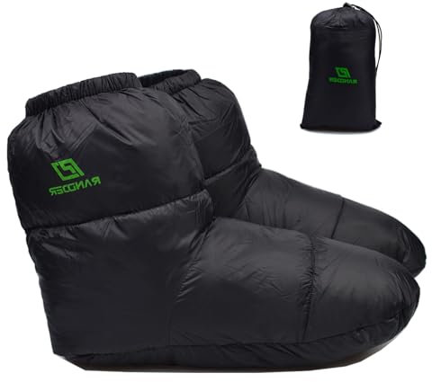 AUDIFU Down Booties Warm Socks Ultralight Sleeping Sock for Camping, Backpacking - Camp Sleeping Bag Tent Down Foot Warmer for Men & Women (Black, Large)