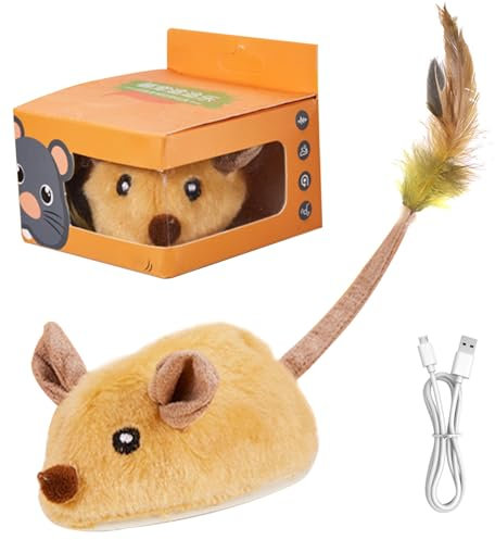 XJKLBYQ Interactive Cat Toys LED Cat Mice Toys, USB Rechargeable Mouse Toys with Sounds Motion Sensor Lifelike Mouse Moving Cat Toy for Indoor Cats Kill Boredom & Exercise|Interactive Toys