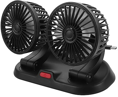 CAXUSD Ventilador De Doble Cabezal Ajustable Para Coche y Hogar Ventilador Portátil