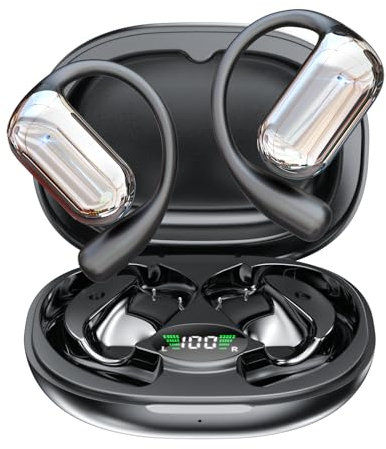 EUQQ Open Ear Headphones - 5.4 Bluetooth Earphones for Running, Ultra Comfort Sport Open Ear Buds, Stereo Sound Earbuds Wireless, IPX6, 40H Playtime