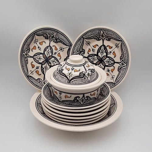 Couscous Soup Plate Set Moroccan Black - 8 People