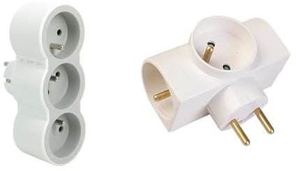 LEGRAND - Fiche Multiprise Triplite - 3 Prises Frontales avec Terre - Positionnement Horizontal - Sécurité Enfant Intégrée - Blanc et Gris Clair & Multiprises Triplite latérale, 3 Prises 16A + Terre